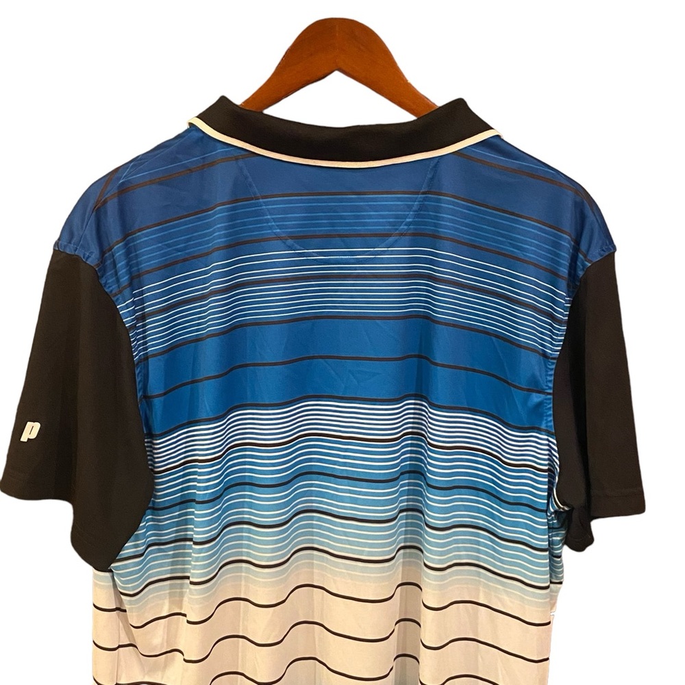 Prince Golf‎ Polo Shirt Men's Blue, White & Blue Striped Golfer Casual Size XL - Picture 6 of 8